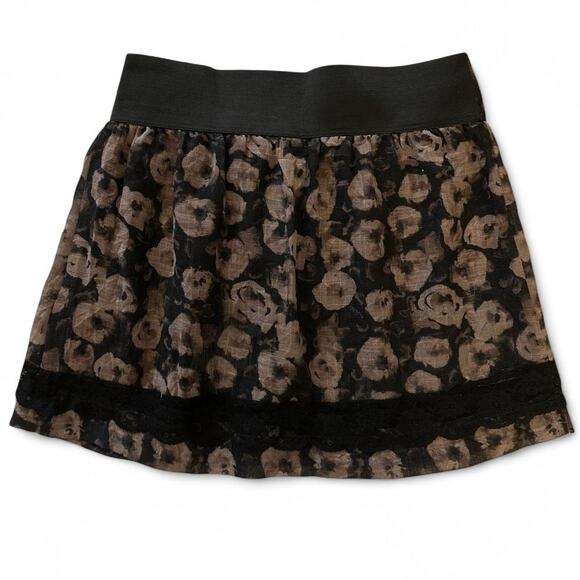 Y2K Stooshy Black & Tan Ruffle Mini Skirt – Size Small - Picture 1 of 3